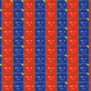 T021 subtraksjonsoppgaver  BINGO